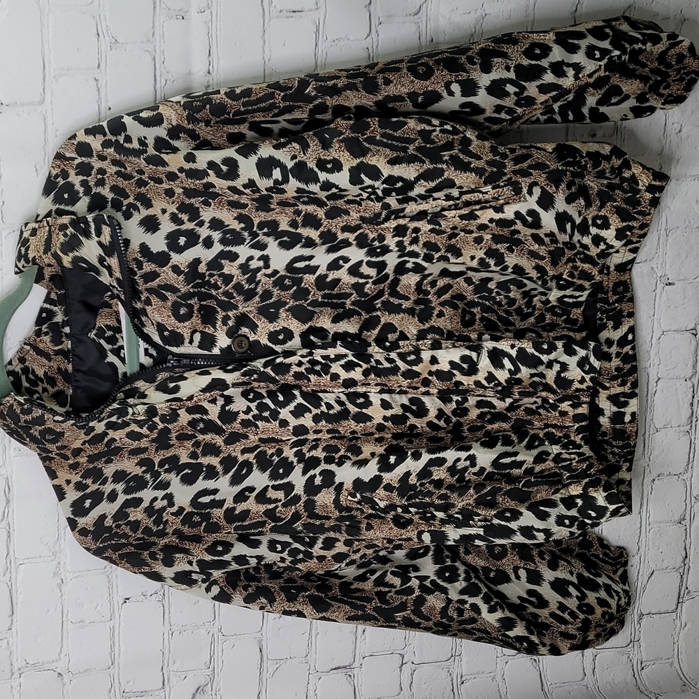 Vintage stunt sports silk cheetah print jacket Y2K